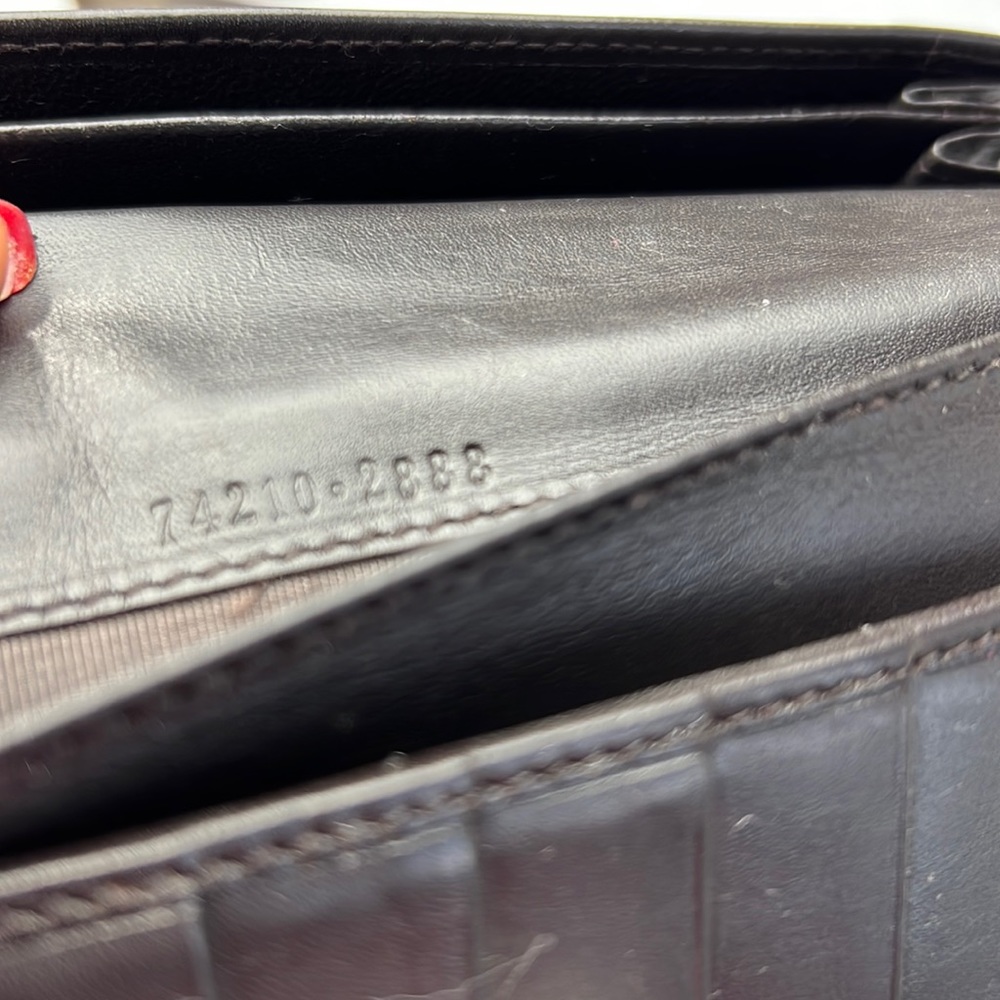 Auth. GUCCI GG Logo Canvas & Leather Long Bi-fold Wallet Brown Black Monogram - Picture 16 of 17